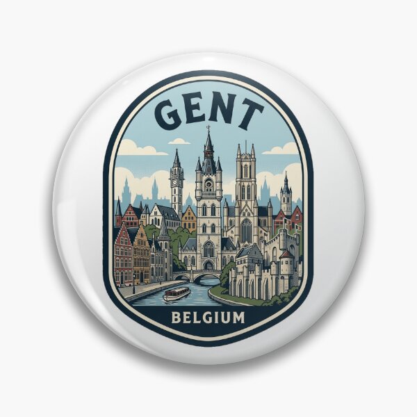 Item preview, Vintage Gent Belgium Travel Badge Illustration designed and sold by k3rstman1.