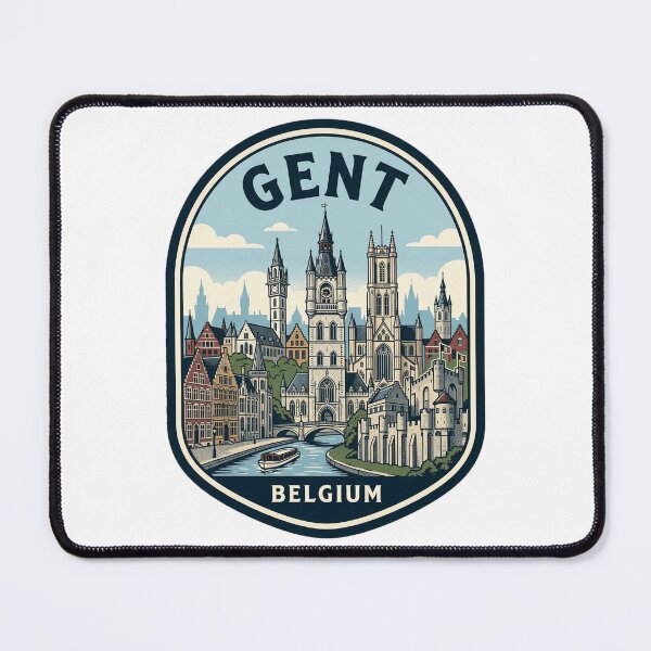 Item preview, Vintage Gent Belgium Travel Badge Illustration designed and sold by k3rstman1.