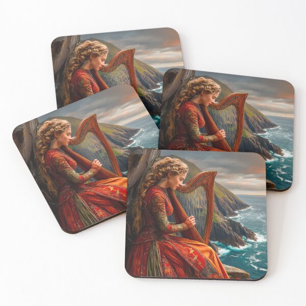 Item preview, Enchanting Harpist by the Seaside at Dusk designed and sold by Artessie.