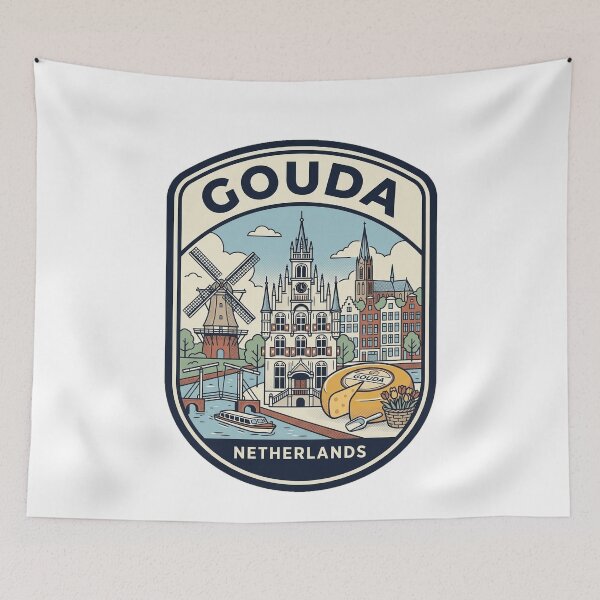 Item preview, Vintage Gouda Netherlands Travel Badge Windmill Cheese designed and sold by k3rstman1.