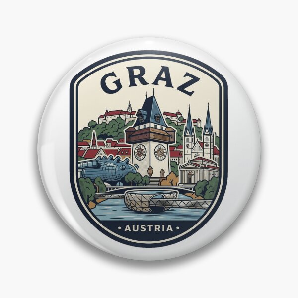 Item preview, Vintage Graz Austria Uhrturm Clock Tower Badge designed and sold by k3rstman1.
