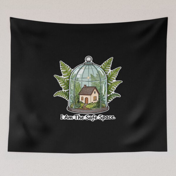 Item preview,  Am The Safe Space – Cozy Cottage Glass Terrarium Ferns Safe Space designed and sold by Ideeplyfeltit.