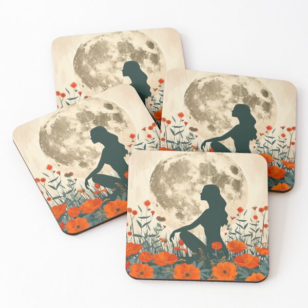Item preview, Woman Silhouette in Poppy Field & Full Moon designed and sold by store52.
