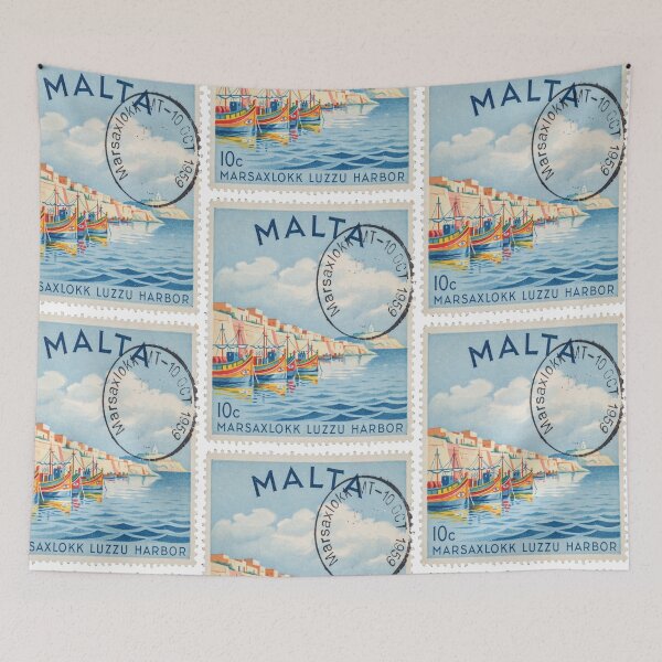 Item preview, Marsaxlokk Malta Luzzu Harbor Bay Curve Stamp Sticker designed and sold by stickercuffs.