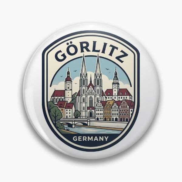 Item preview, Vintage Gorlitz Germany Retro Skyline Travel Badge designed and sold by k3rstman1.