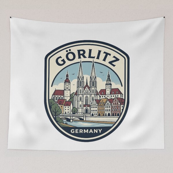 Item preview, Vintage Gorlitz Germany Retro Skyline Travel Badge designed and sold by k3rstman1.