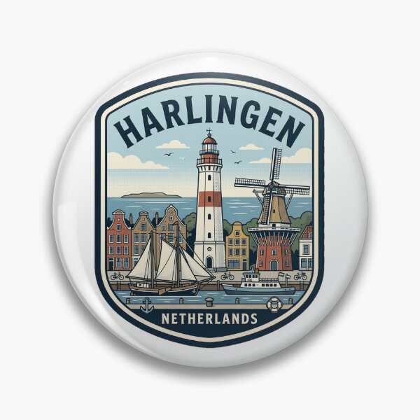 Item preview, Vintage Harlingen Netherlands Travel Badge Lighthouse Windmill designed and sold by k3rstman1.