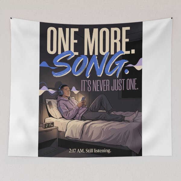 Item preview, One More Song | Funny Music Lover Streetwear | Late Night Playlist Graphic Tee designed and sold by SAJ Design Studio.