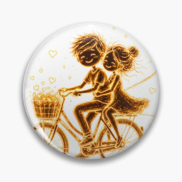 Item preview, Love Is a Journey | Golden Couple Bicycle Illustration designed and sold by CalmMandala.