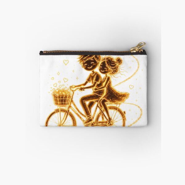 Item preview, Love Is a Journey | Golden Couple Bicycle Illustration designed and sold by CalmMandala.