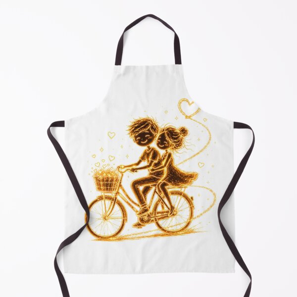 Item preview, Love Is a Journey | Golden Couple Bicycle Illustration designed and sold by CalmMandala.
