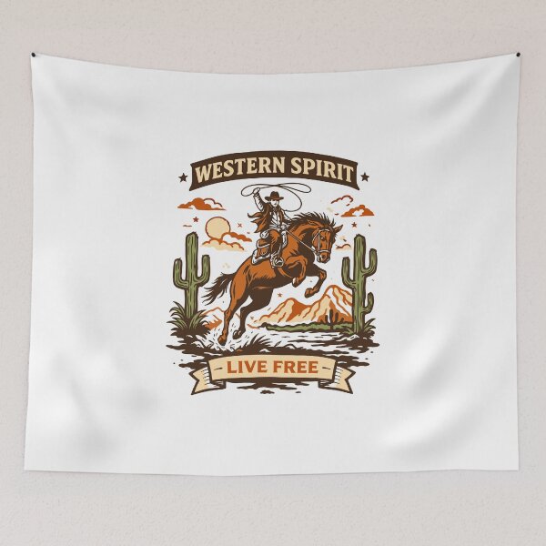 Item preview, Western Spirit Live Free Cowboy Poster designed and sold by Matinez Pink.