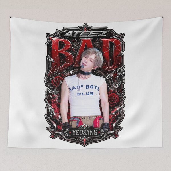 Item preview, Burgundy Velvet Yeosang ATEEZ BAD Track Vintage Lace Border Merch designed and sold by Valeree Store.