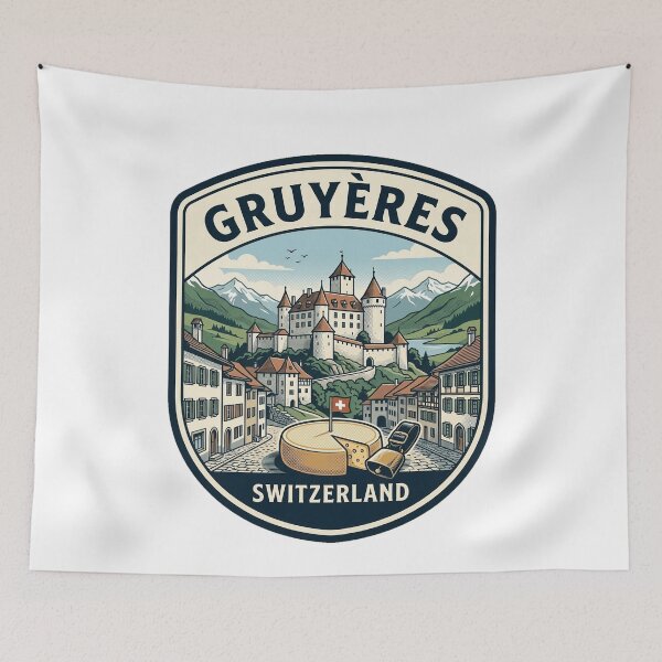 Item preview, Vintage Gruyeres Switzerland Castle Travel Emblem designed and sold by k3rstman1.