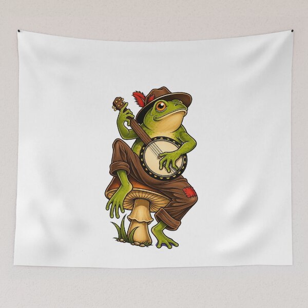 Item preview, Whimsical Banjo Frog Mushroom Music designed and sold by elderberry.