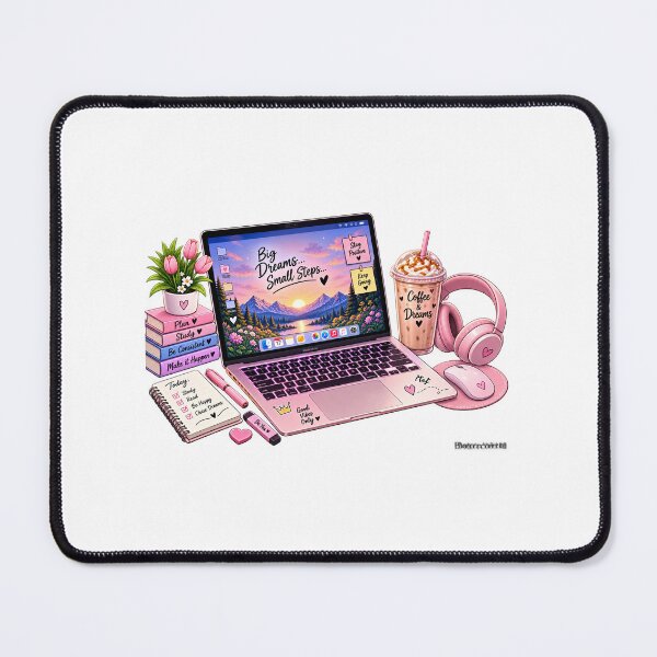 Item preview, Big Dreams Small Steps – Cute Laptop Study & Coffee Aesthetic designed and sold by Ishratparween11.