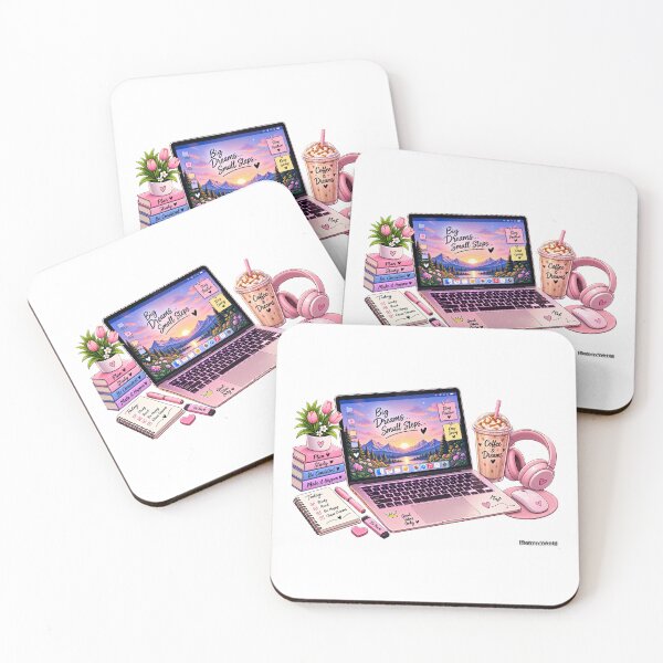 Item preview, Big Dreams Small Steps – Cute Laptop Study & Coffee Aesthetic designed and sold by Ishratparween11.