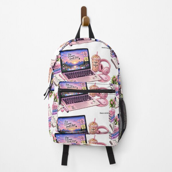 Item preview, Big Dreams Small Steps – Cute Laptop Study & Coffee Aesthetic designed and sold by Ishratparween11.