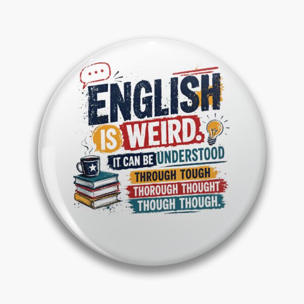 Item preview, English Is Weird. It Can Be Understood Through Tough Thorough Thought Though Thought English Language Teacher Student Writer Linguistics Humor designed and sold by JonesFlora2025.