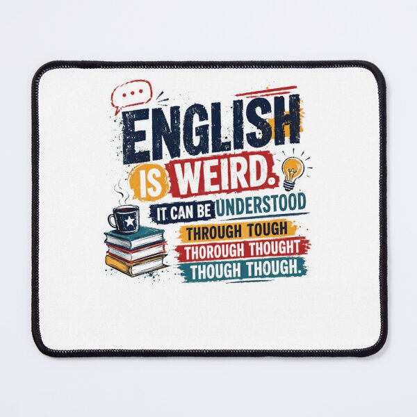 Item preview, English Is Weird. It Can Be Understood Through Tough Thorough Thought Though Thought English Language Teacher Student Writer Linguistics Humor designed and sold by JonesFlora2025.