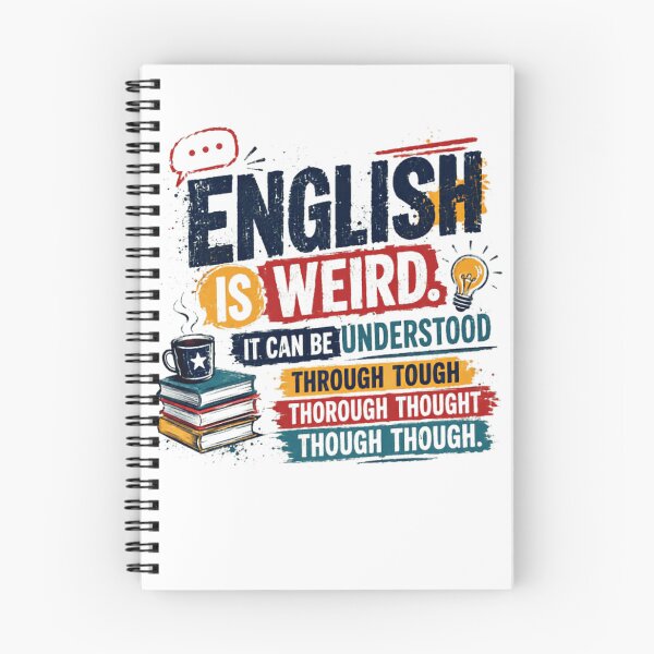 Item preview, English Is Weird. It Can Be Understood Through Tough Thorough Thought Though Thought English Language Teacher Student Writer Linguistics Humor designed and sold by JonesFlora2025.