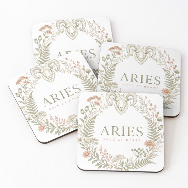 Item preview, Aries Zodiac Sign Cottagecore Botanical Flower Wreath designed and sold by BoosterShop.