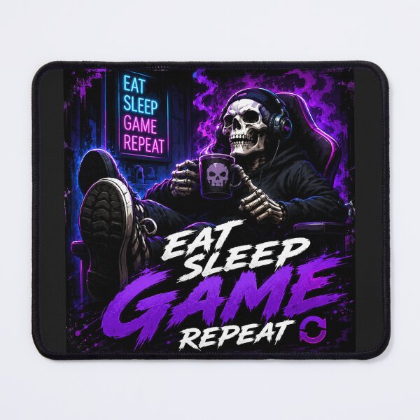 Item preview, Eat Sleep Game Repeat Skeleton Gamer designed and sold by INKRebelGraphic.