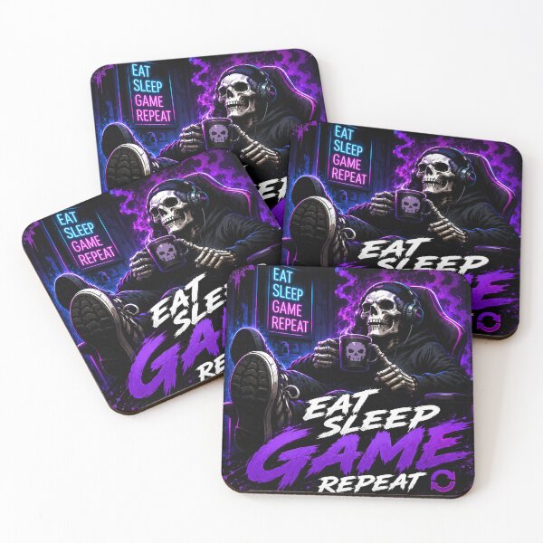 Item preview, Eat Sleep Game Repeat Skeleton Gamer designed and sold by INKRebelGraphic.