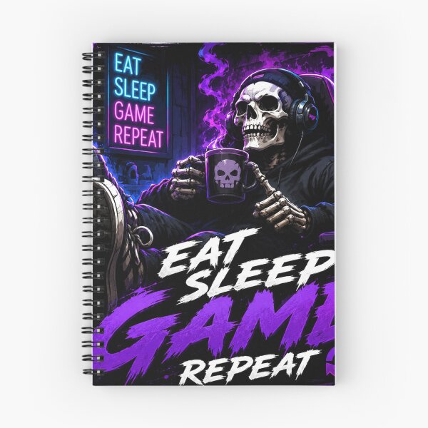 Item preview, Eat Sleep Game Repeat Skeleton Gamer designed and sold by INKRebelGraphic.