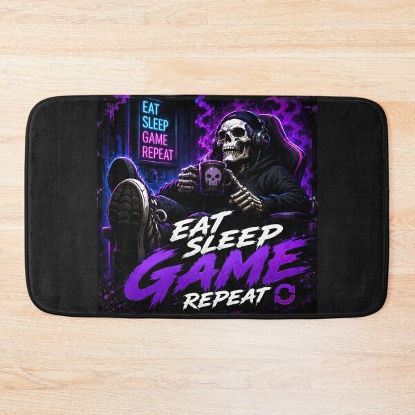 Item preview, Eat Sleep Game Repeat Skeleton Gamer designed and sold by INKRebelGraphic.