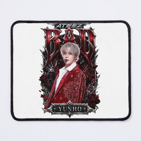Item preview, ATEEZ Yunho BAD Song Vintage Black Leather Classic Glow Fan Art designed and sold by Valeree Store.