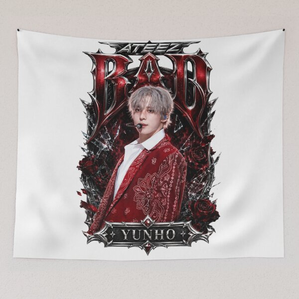 Item preview,  ATEEZ Yunho BAD Song Vintage Black Leather Classic Glow Fan Art designed and sold by Valeree Store.