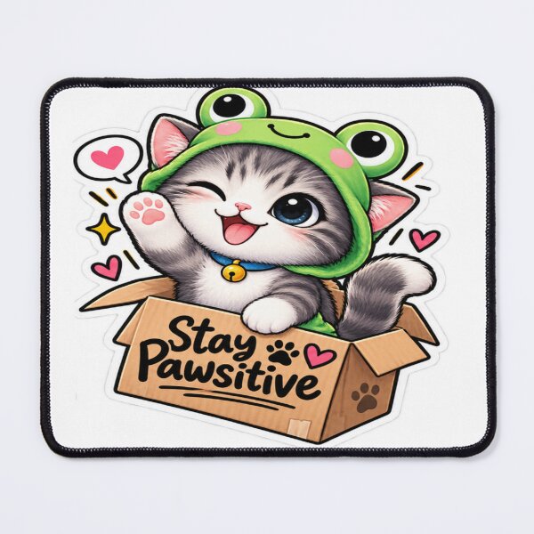 Item preview, Stay Pawsitive Cute Cat Frog Hoodie Sticker designed and sold by Genzfirevibes.