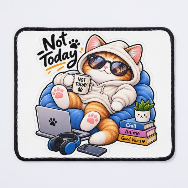 Item preview, Not Today Cute Cat Chill Vibes Sticker designed and sold by Genzfirevibes.