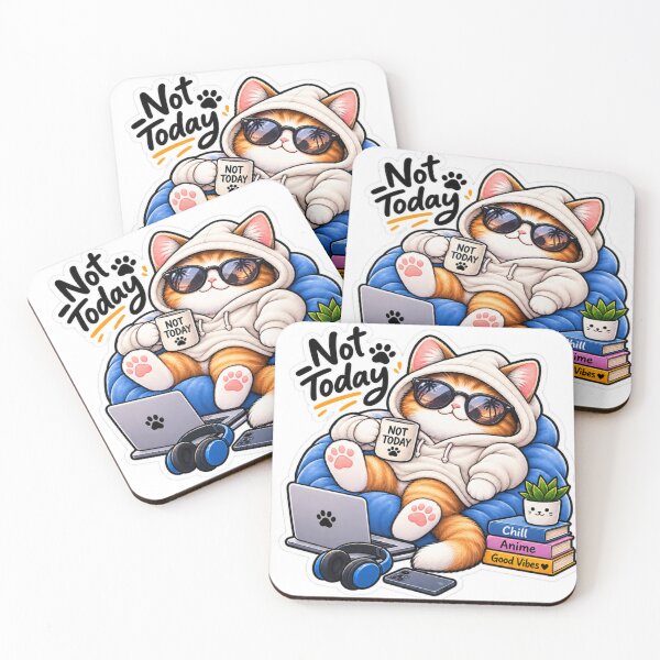 Item preview, Not Today Cute Cat Chill Vibes Sticker designed and sold by Genzfirevibes.