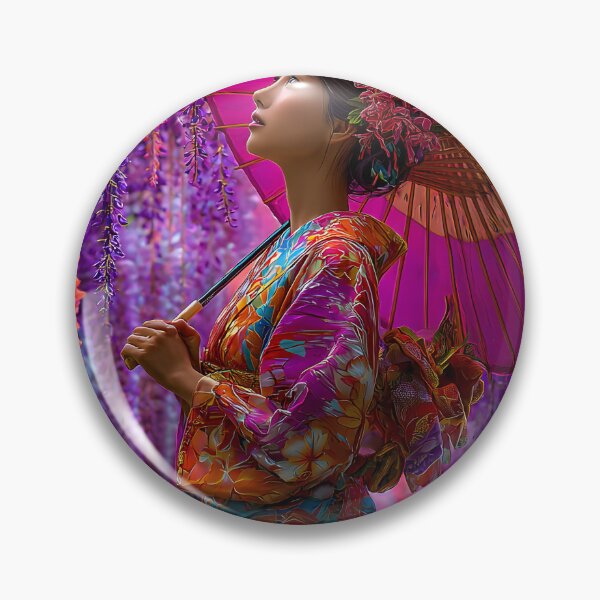 Item preview, Elegant Woman in Colorful Kimono with Umbrella designed and sold by Artessie.