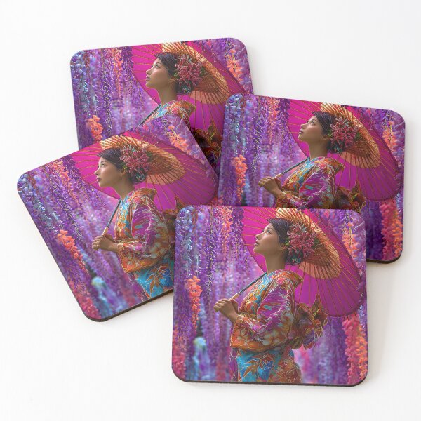 Item preview, Elegant Woman in Colorful Kimono with Umbrella designed and sold by Artessie.