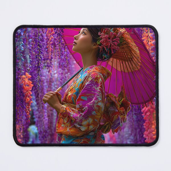 Item preview, Elegant Woman in Colorful Kimono with Umbrella designed and sold by Artessie.