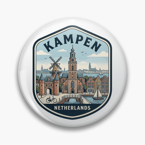 Item preview, Kampen Netherlands Vintage Travel Badge Illustration designed and sold by k3rstman1.