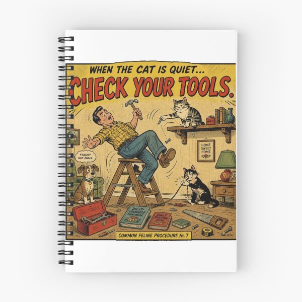 Item preview, Common Feline Procedure No. 07 – When the Cat Is Quiet – Check Your Tools | Funny Vintage Cat Comic designed and sold by Cavalier-org.