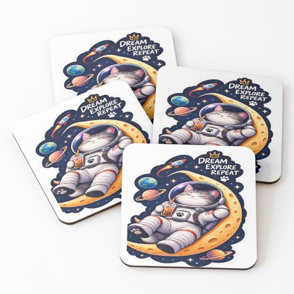 Item preview, Dream Explore Repeat Space Cat Astronaut Sticker designed and sold by Genzfirevibes.