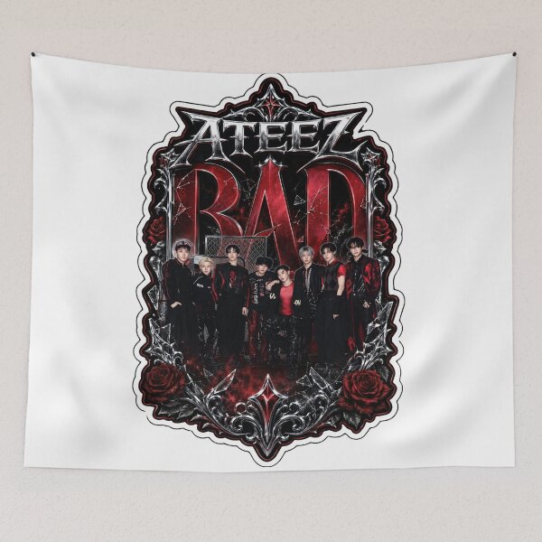 Item preview,  Aesthetic ATEEZ BAD Song Vintage Leather & Lace Merch Print designed and sold by Valeree Store.