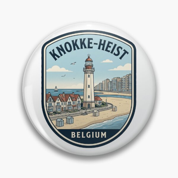 Item preview, Retro Knokke-Heist Belgium Coastal Lighthouse Travel Scene designed and sold by k3rstman1.