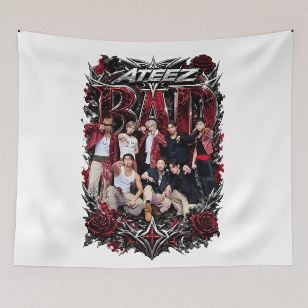 Item preview,  ATEEZ BAD Lyric Retro Silver Lettering Antique Border Sticker designed and sold by Valeree Store.