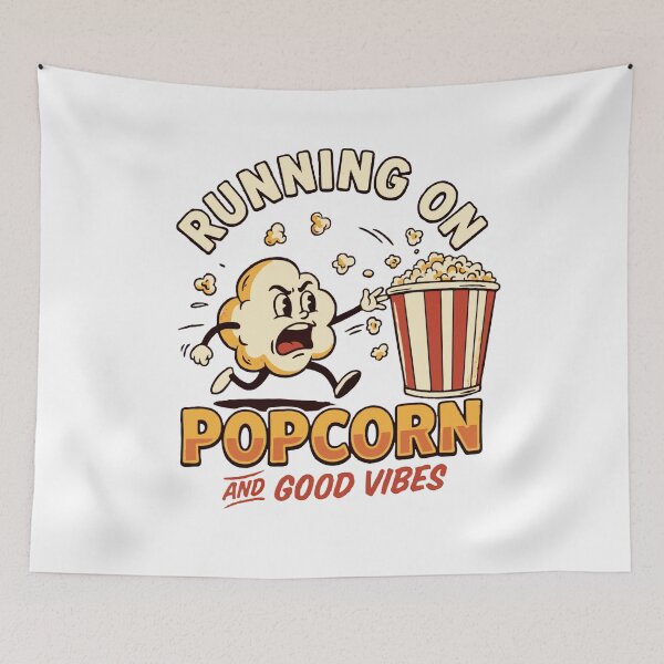 Item preview, Running On Popcorn And Good Vibes Vintage Cartoon Classic T-Shirt designed and sold by pawsome purrfect.