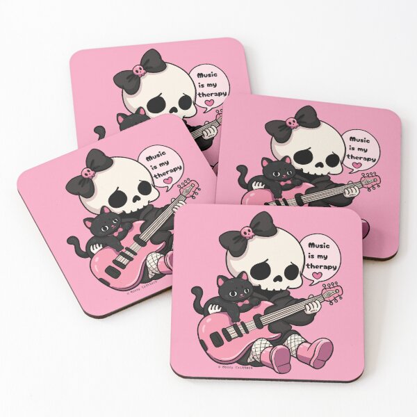 Item preview, Cute Skeleton Playing Guitar with Black Cat designed and sold by Moody Critters.