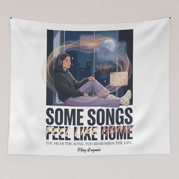 Item preview, Some Songs Feel Like Home | Emotional Music Lover Streetwear | Premium Graphic Tee designed and sold by SAJ Design Studio.