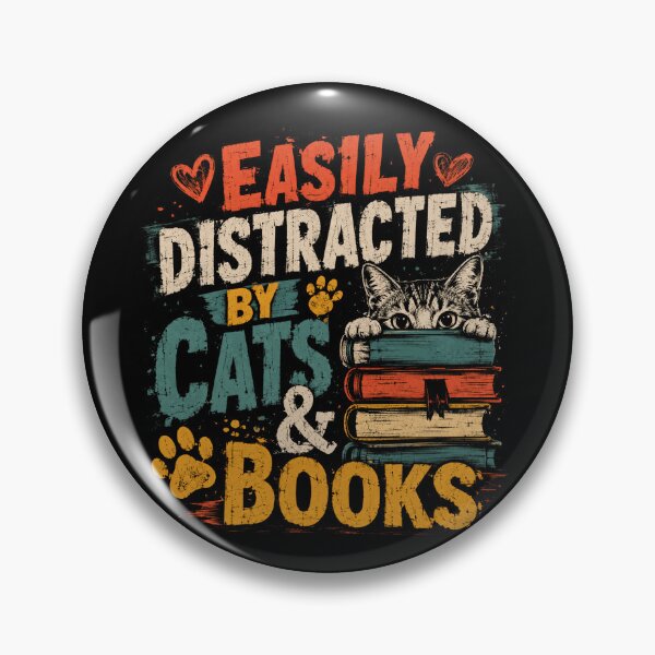 Item preview, Easily Distracted By Cats & Books Cat Lover Reader Bookworm designed and sold by RetroMini2026.