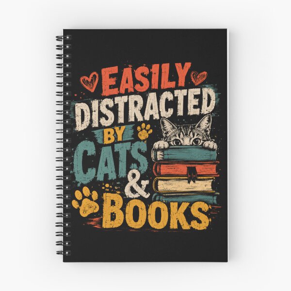 Item preview, Easily Distracted By Cats & Books Cat Lover Reader Bookworm designed and sold by RetroMini2026.