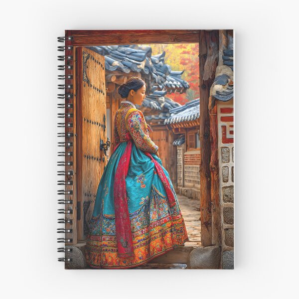 Item preview, Traditional Korean Hanbok in Serene Village Setting designed and sold by Artessie.